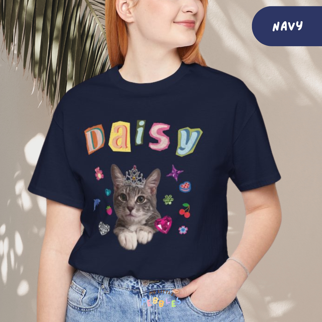 Custom Y2K Pet T-Shirt - Personalized Retro Photo Tee for Dog & Cat Lovers
