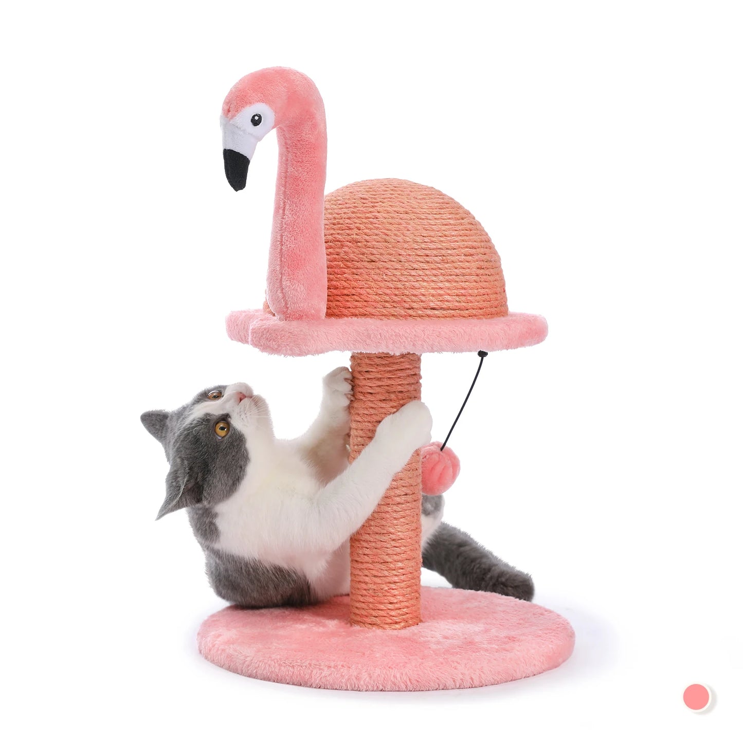 Small Flamingo Cat Tree Tower with Sisal Scratching Post