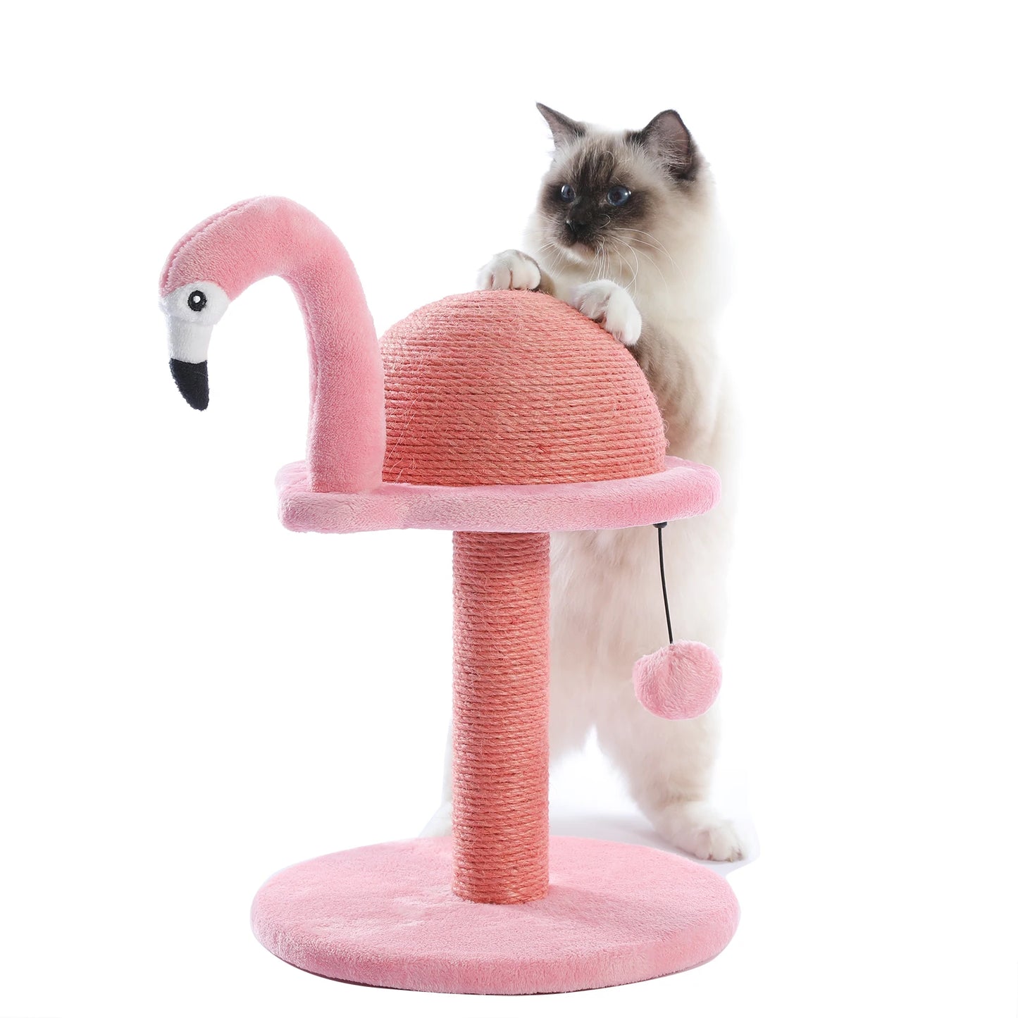 Small Flamingo Cat Tree Tower with Sisal Scratching Post