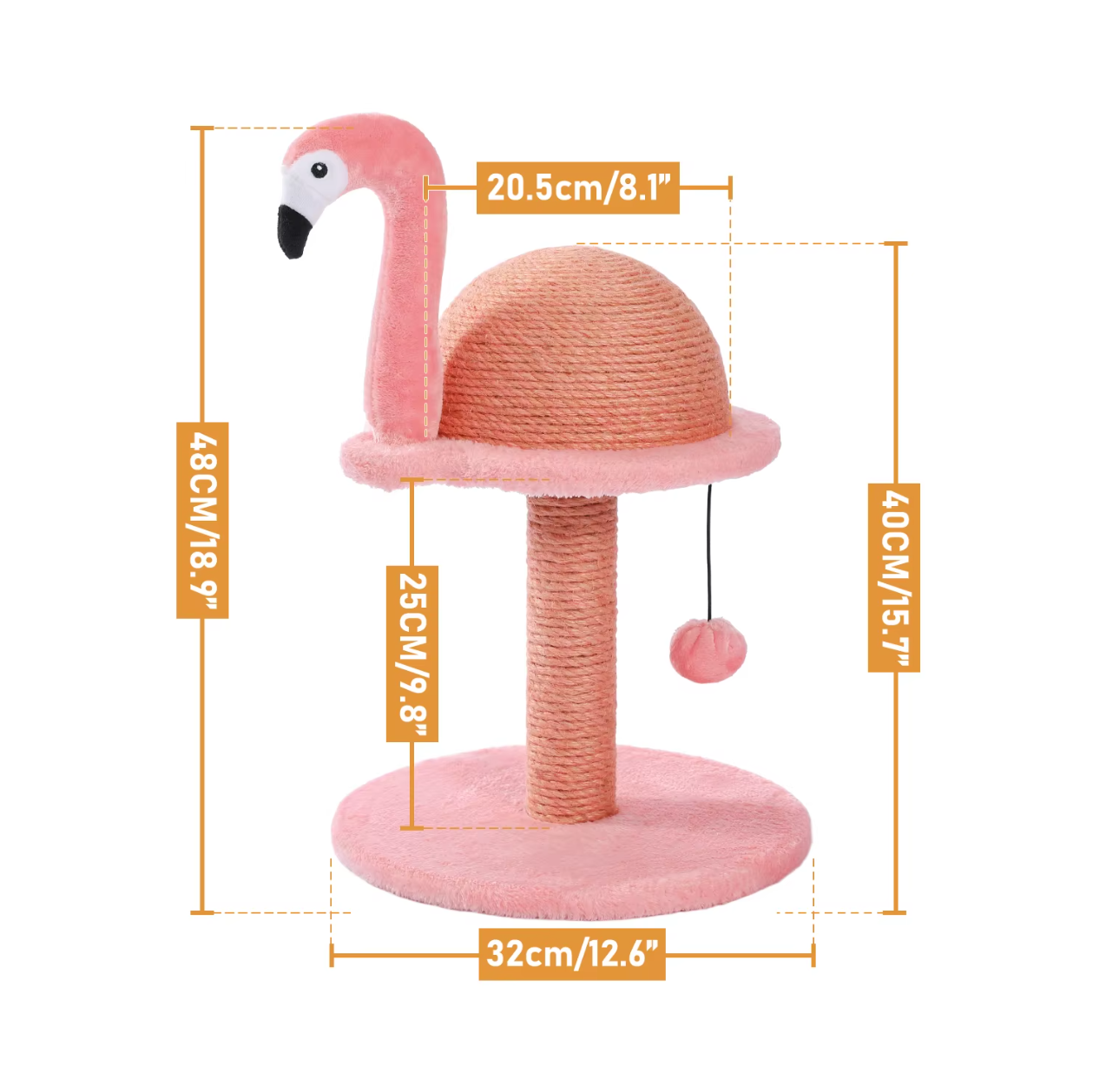Small Flamingo Cat Tree Tower with Sisal Scratching Post