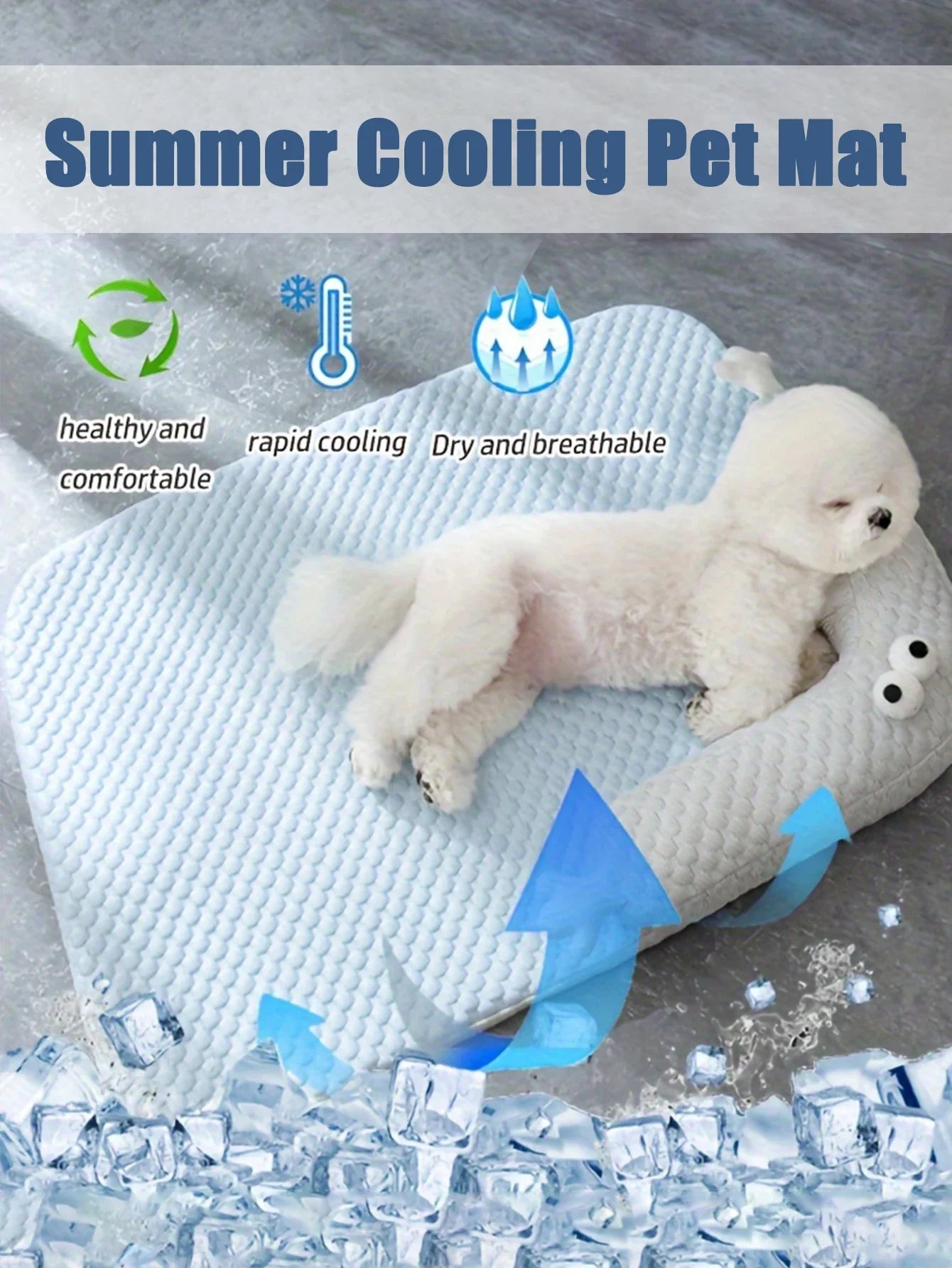 Pet lying on breathable summer cushion bed