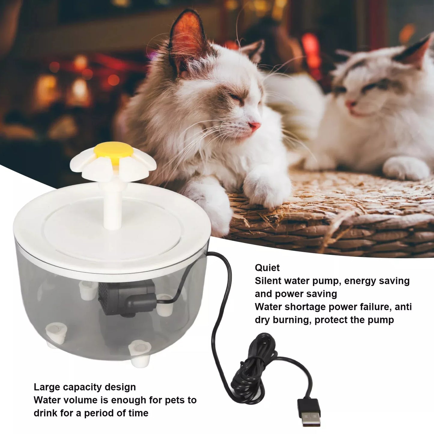 1.2L Automatic Cat Water Fountain – Quiet USB-Powered Pet Dispenser