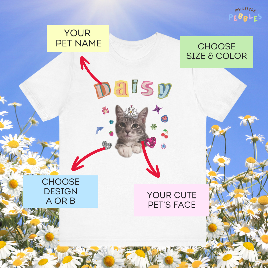 Custom Y2K Pet T-Shirt - Personalized Retro Photo Tee for Dog & Cat Lovers
