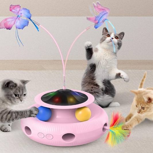 4-in-1 interactive automatic cat toy with butterfly and ball