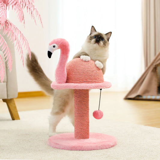 Small Flamingo Cat Tree Tower with Sisal Scratching Post