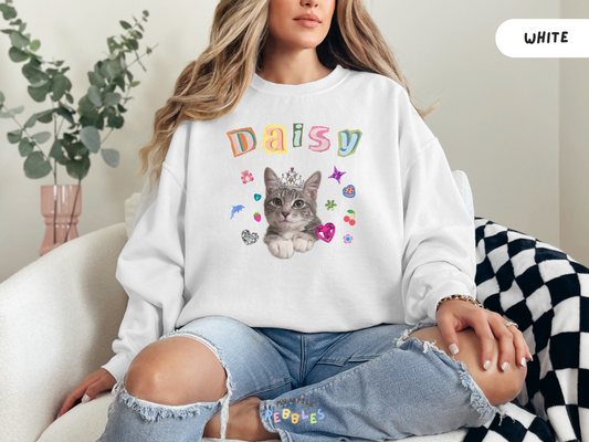 Ransom note pet photo sweatshirt in Y2K collage style
